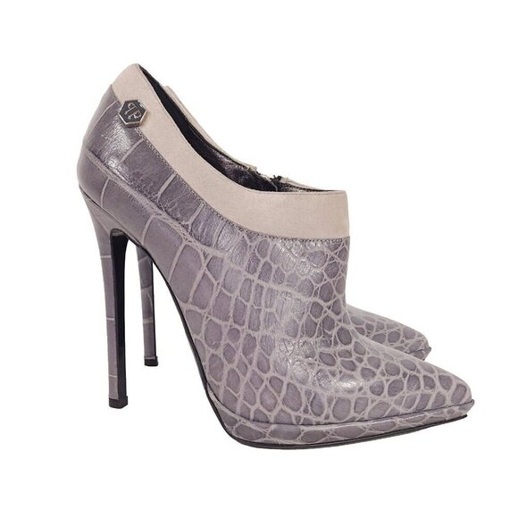Philipp Plein GoldJunge Reptilia Croc Bootie Heel 36.5 6 Leather New Shoes FW14 - Picture 3 of 12